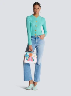 Women Balmain B-Buzz 23 Calfskin And Postcard Patchwork Bag