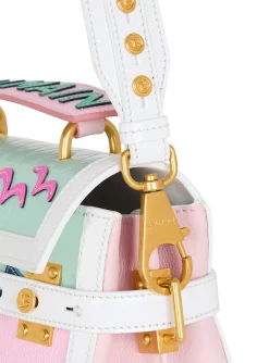 Women Balmain B-Buzz 23 Calfskin And Postcard Patchwork Bag