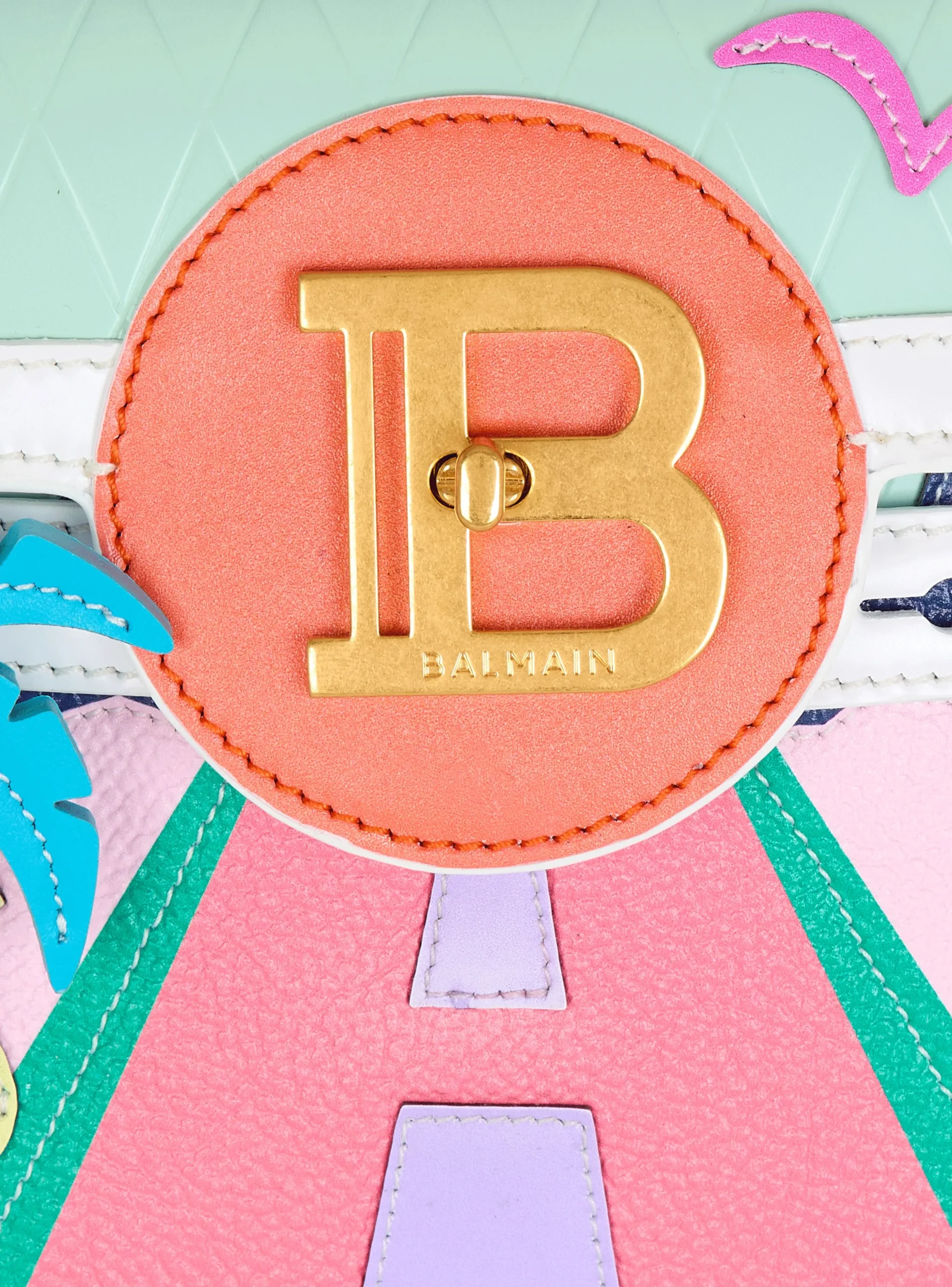 Women Balmain B-Buzz 23 Calfskin And Postcard Patchwork Bag
