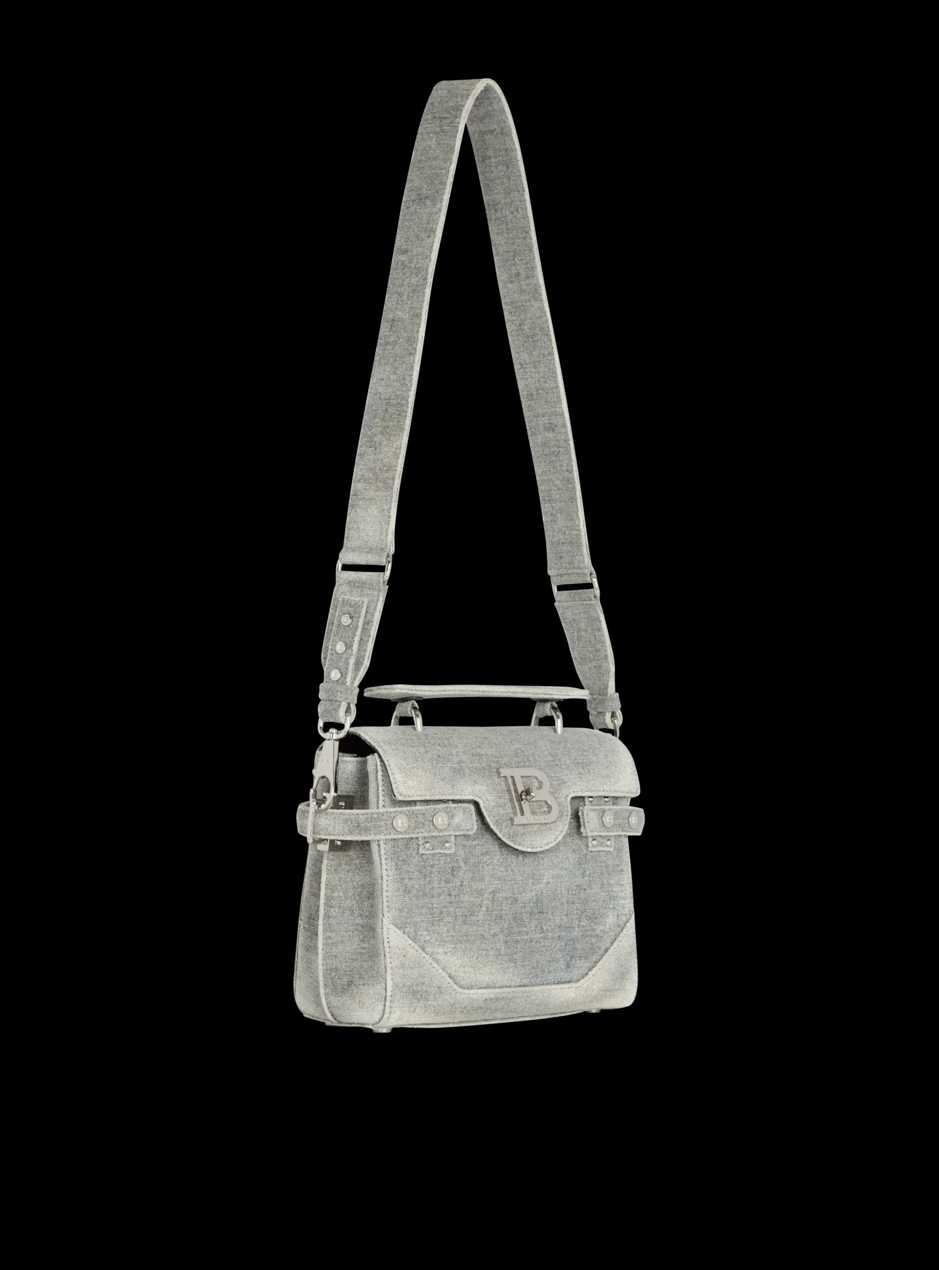 Women Balmain B-Buzz 23 Faded denim Bag