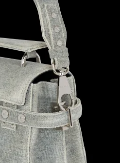 Women Balmain B-Buzz 23 Faded denim Bag