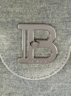 Women Balmain B-Buzz 23 Faded denim Bag