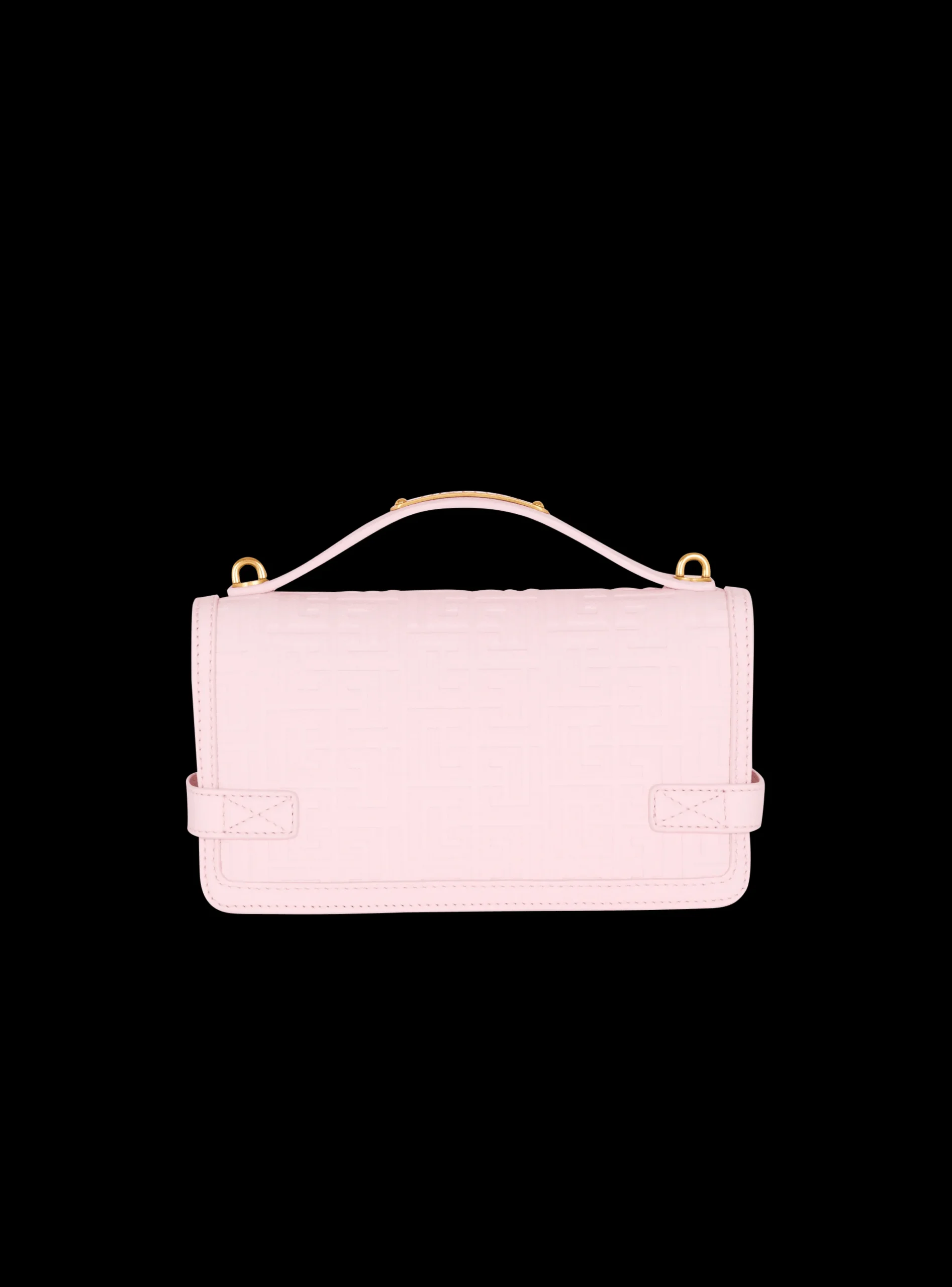 Balmain B-Buzz 24 Grained Monogram Leather Shoulder Bag