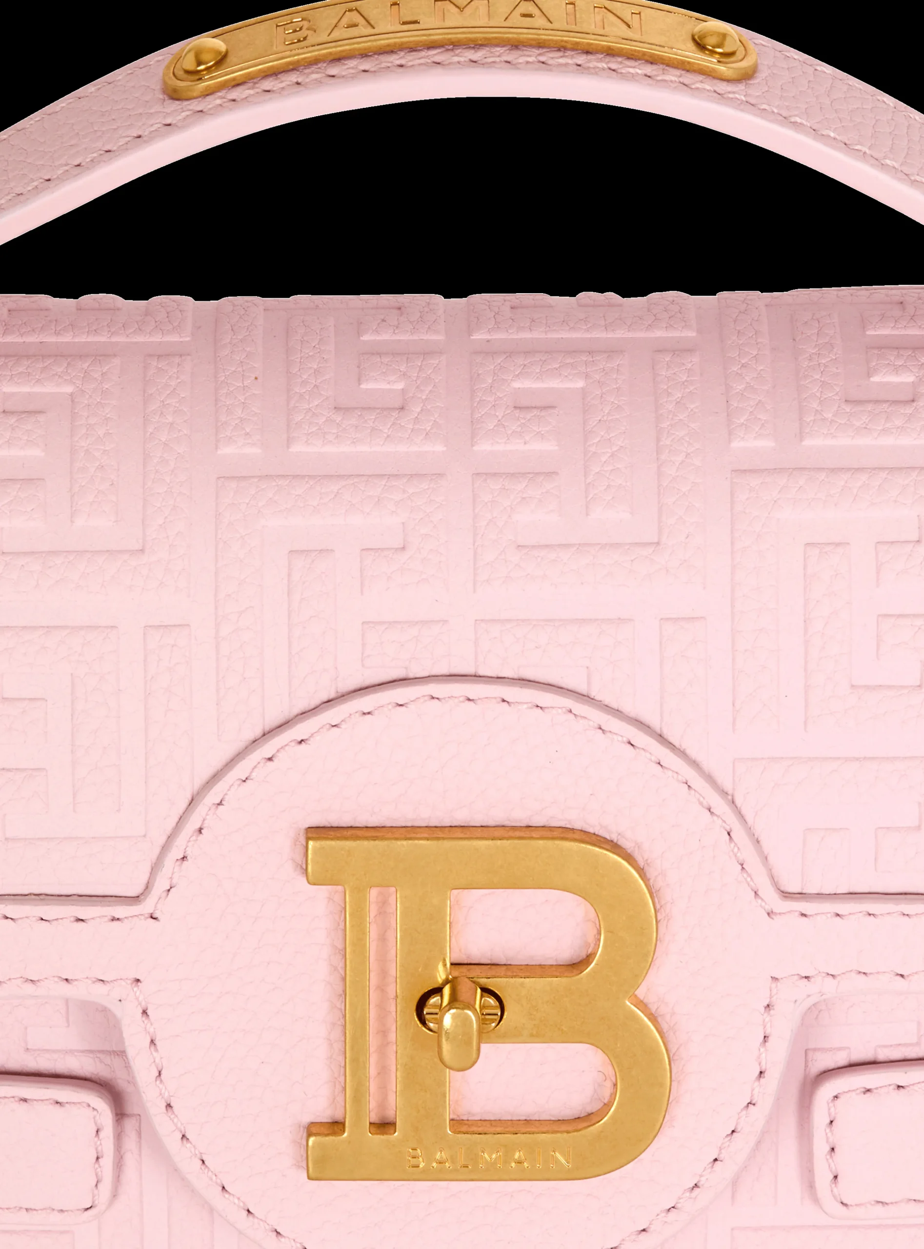 Balmain B-Buzz 24 Grained Monogram Leather Shoulder Bag