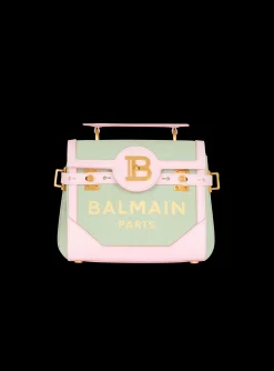 Women Balmain B-Buzz 23 Leather And Canvas Bag