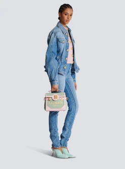 Women Balmain B-Buzz 23 Leather And Canvas Bag