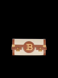 Women Balmain B-Buzz 23 Leather And Canvas Clutch Bag