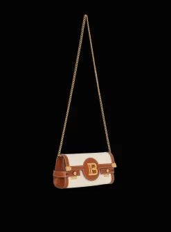 Women Balmain B-Buzz 23 Leather And Canvas Clutch Bag