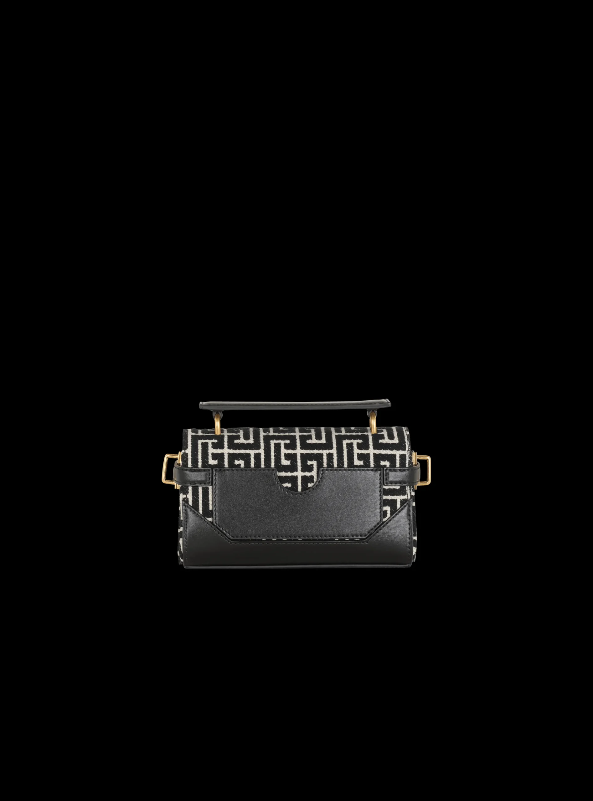 Women Balmain B-Buzz 19 Leather Bag With Jacquard Monogram