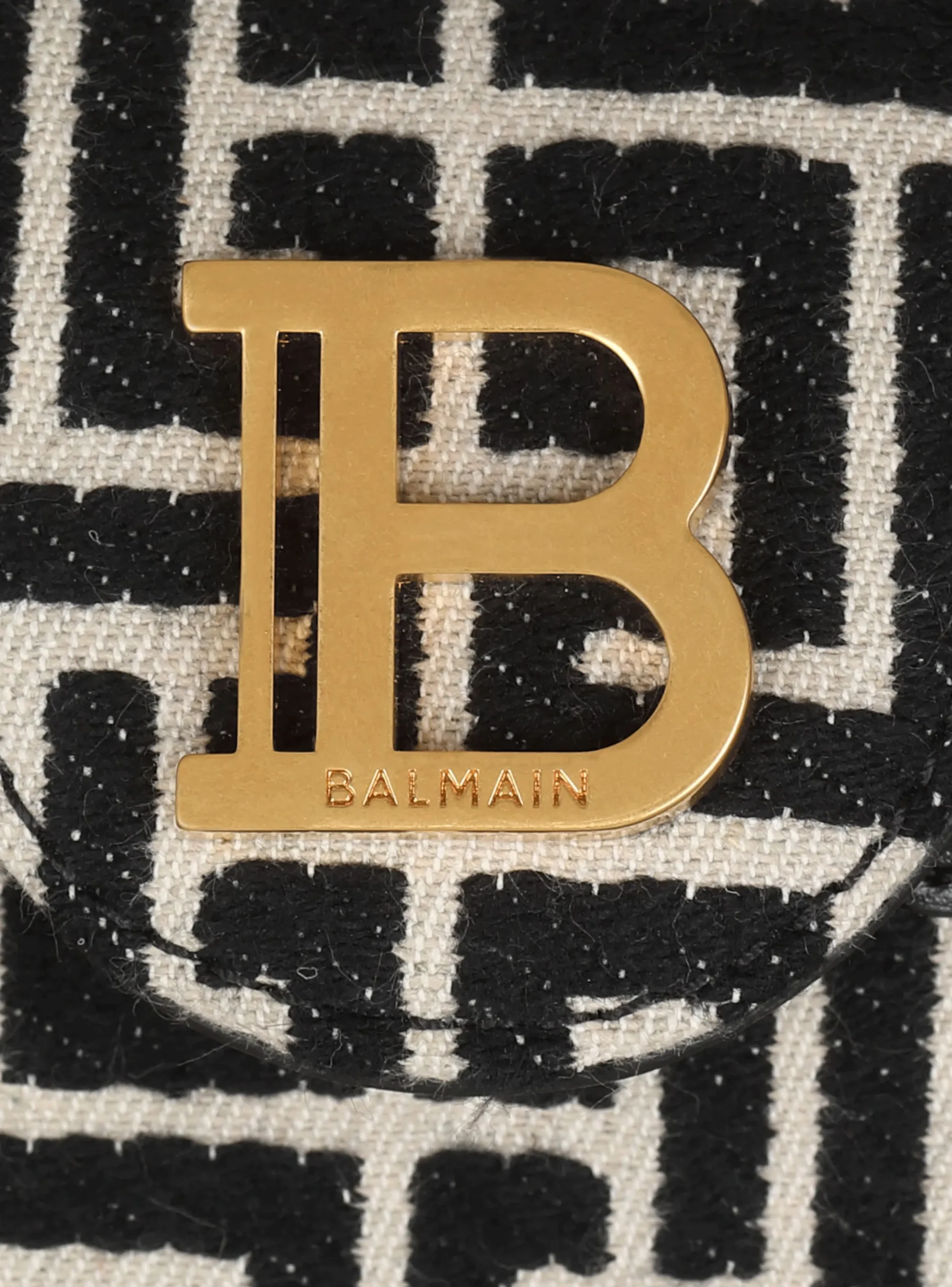 Women Balmain B-Buzz 19 Leather Bag With Jacquard Monogram