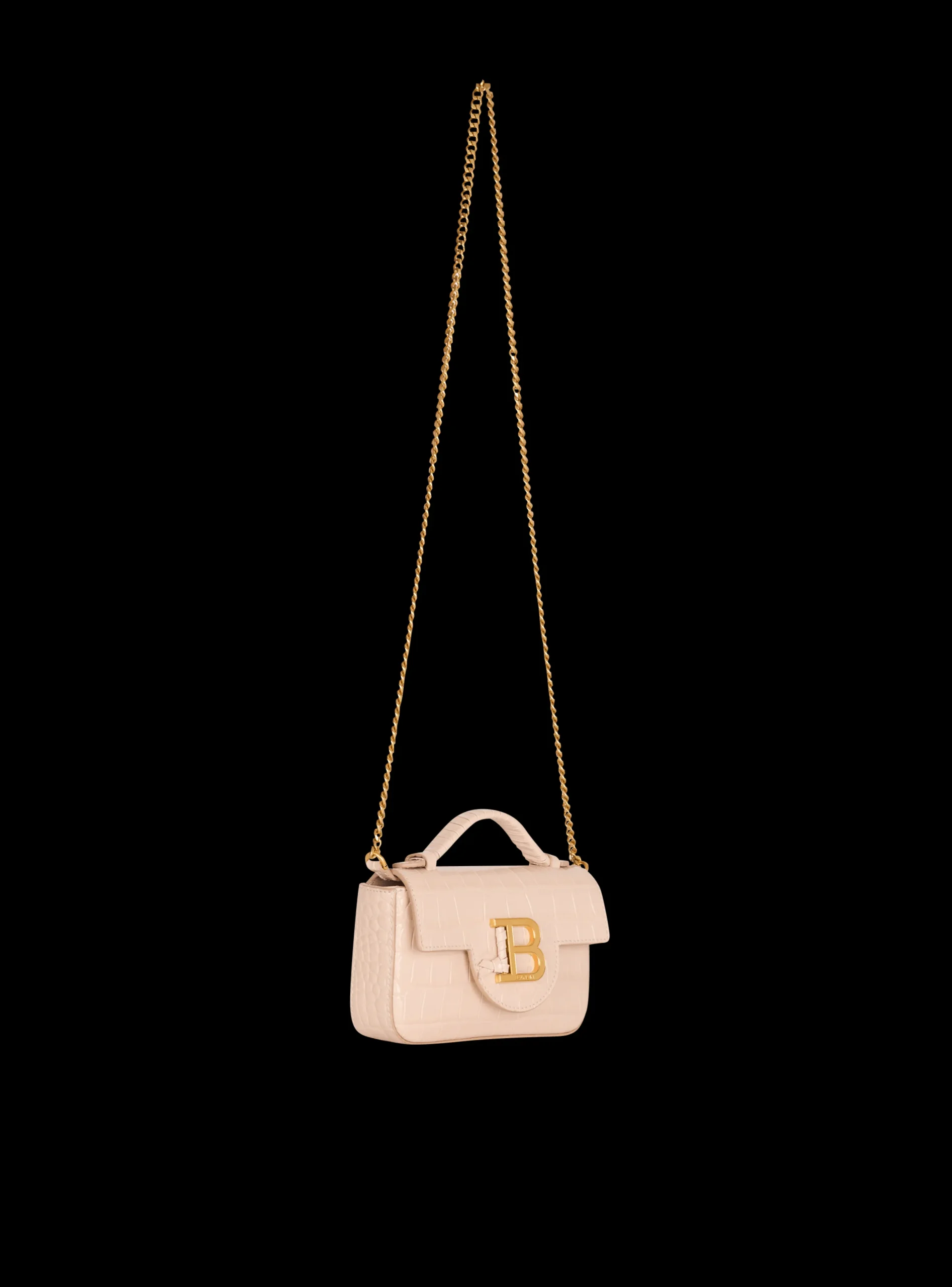Balmain B-Buzz 17 Mini Bag In Crocodile-embossed Calfskin