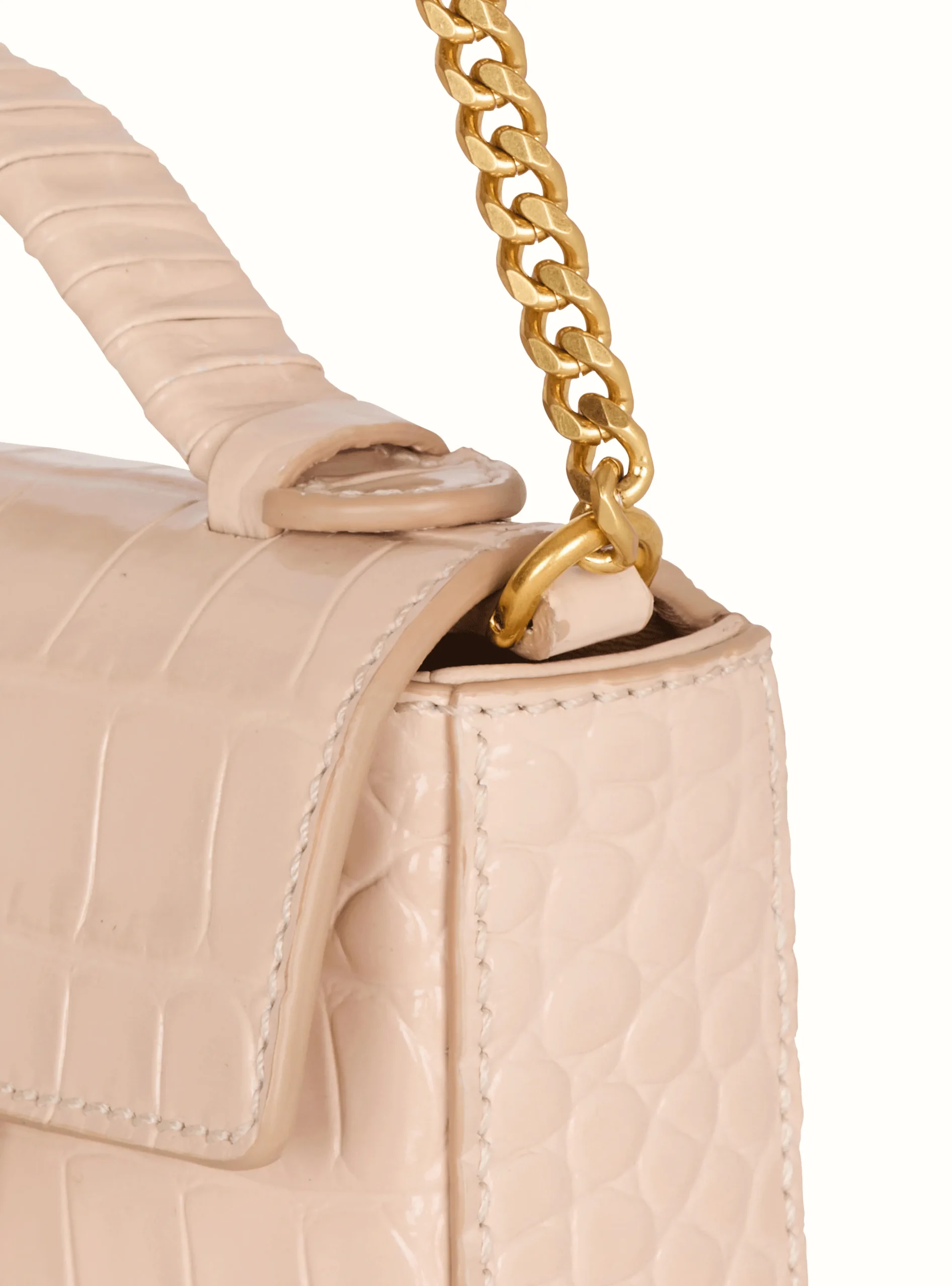 Balmain B-Buzz 17 Mini Bag In Crocodile-embossed Calfskin