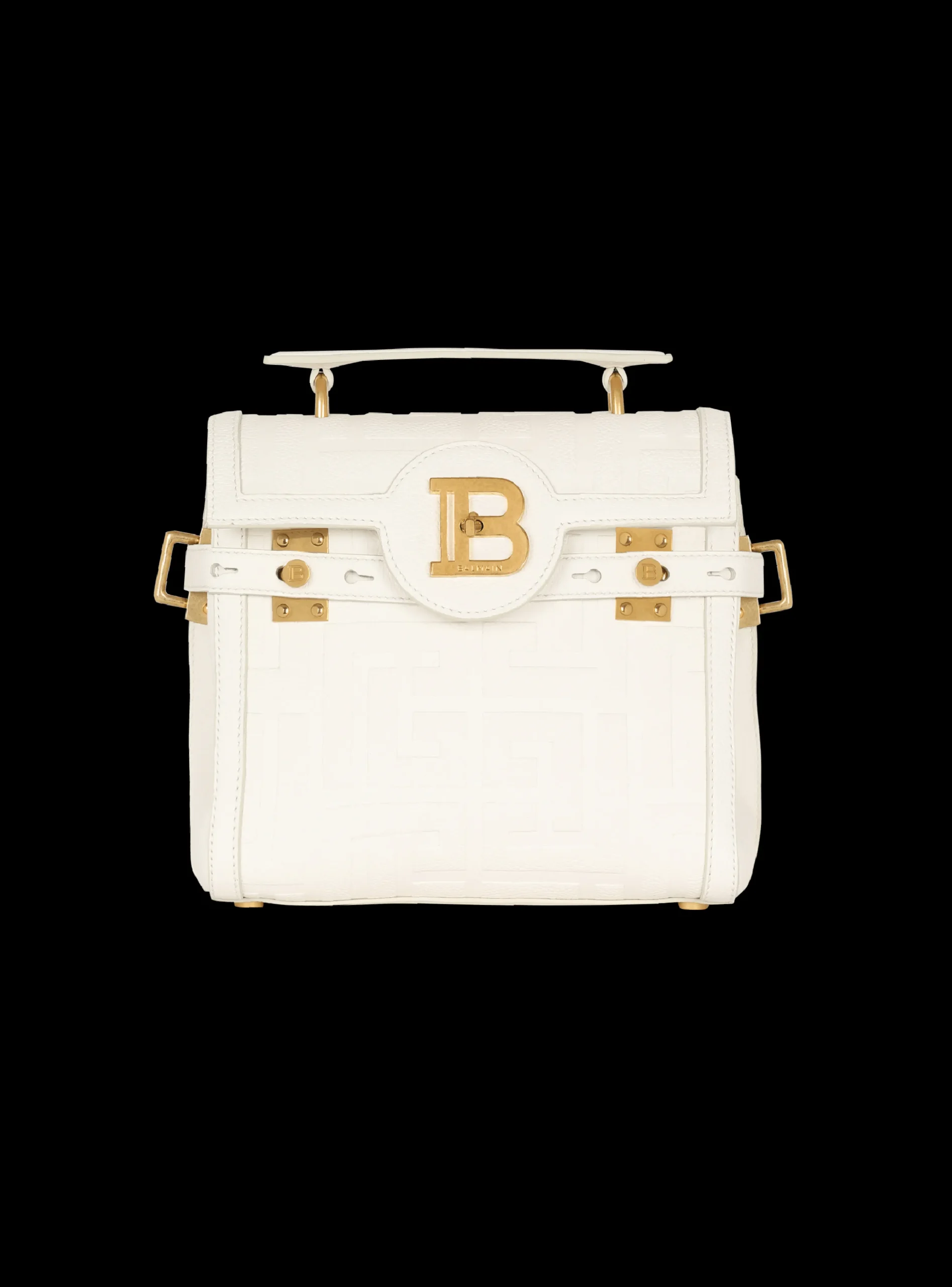 Women Balmain B-Buzz 23 Monogram Grained Leather Bag