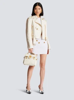 Women Balmain B-Buzz 23 Monogram Grained Leather Bag