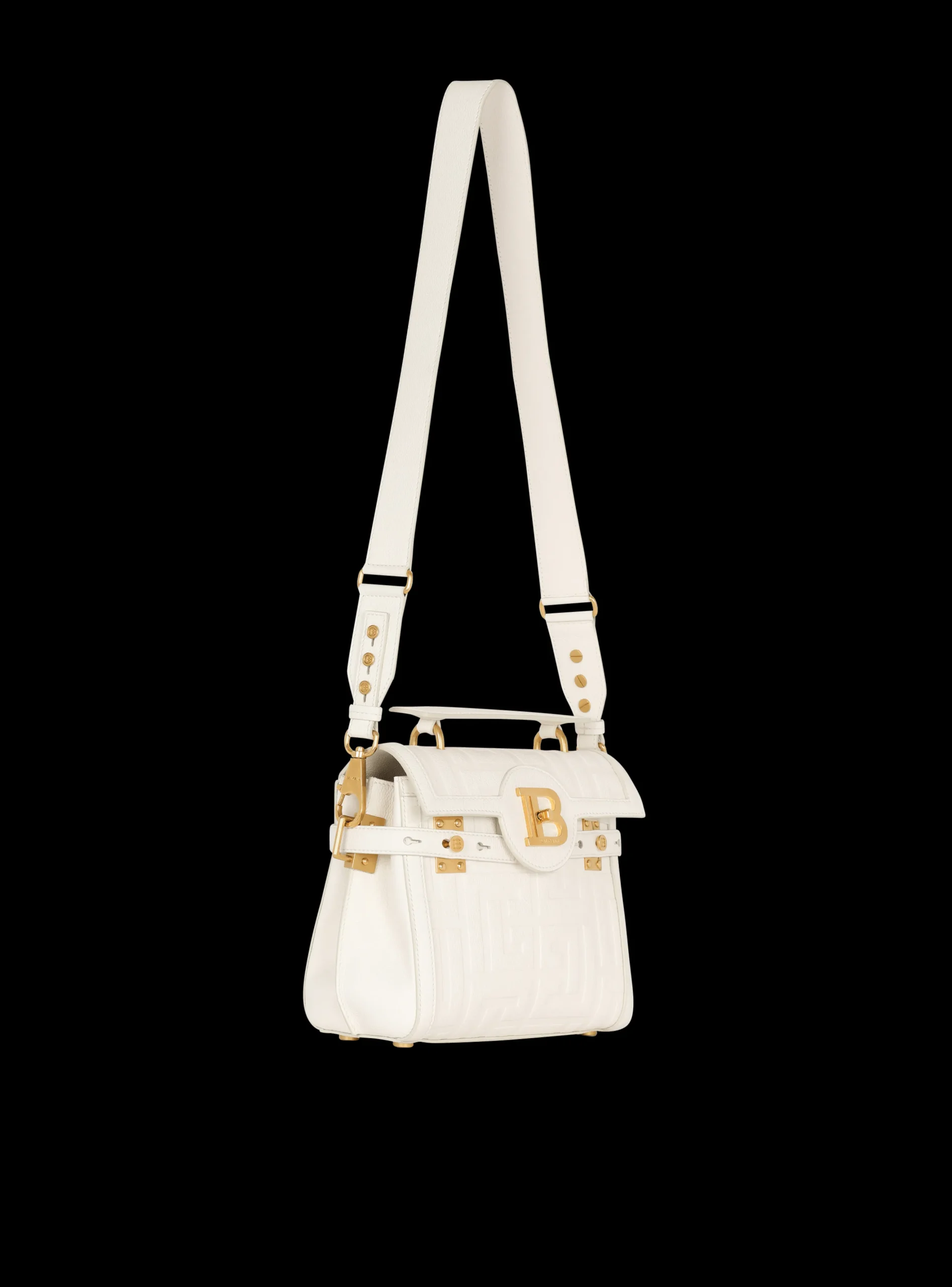 Women Balmain B-Buzz 23 Monogram Grained Leather Bag