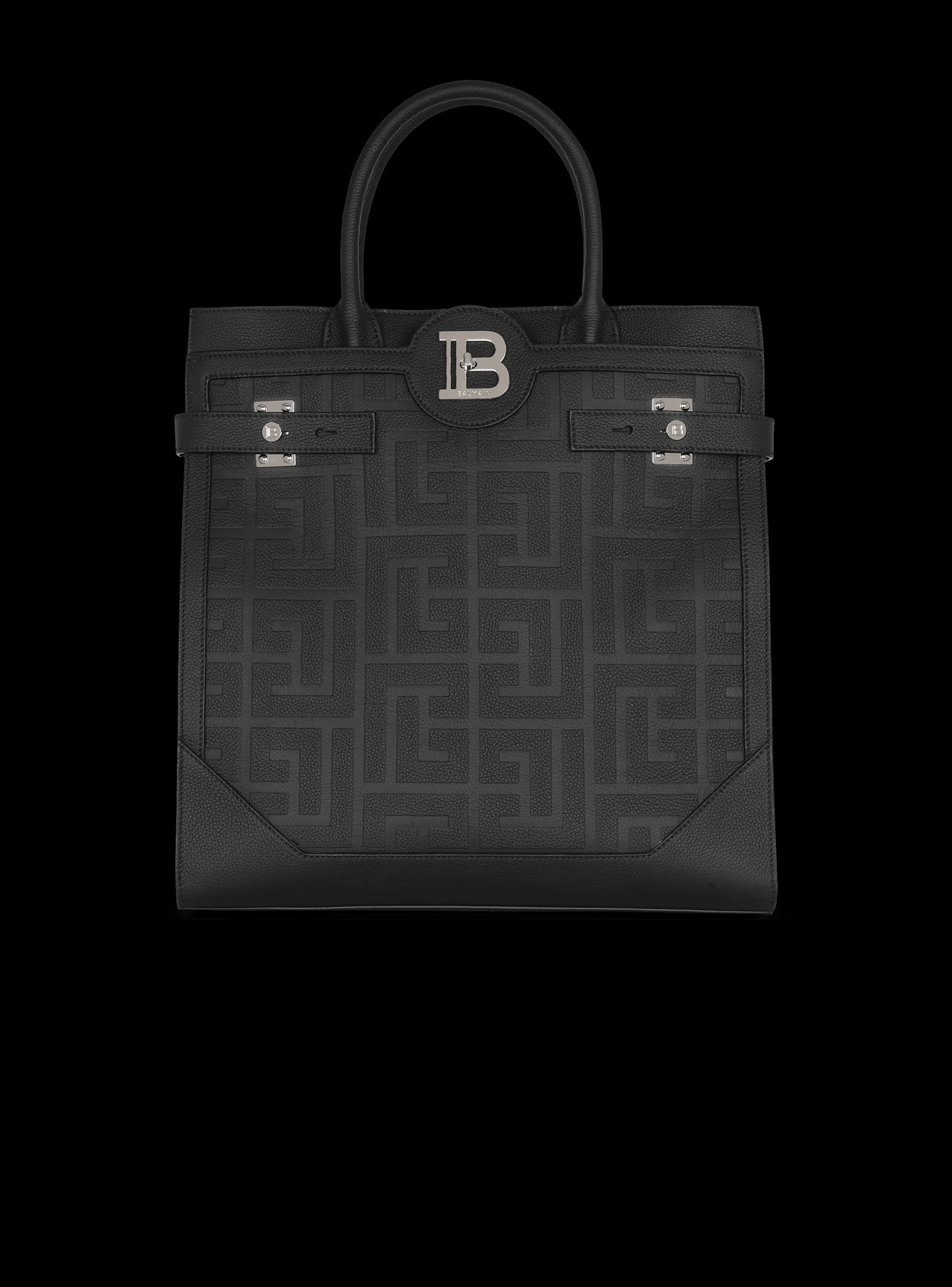 Balmain B-Buzz 36 Monogrammed Canvas And Leather Tote Bag