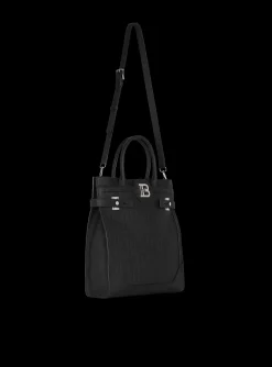 Balmain B-Buzz 36 Monogrammed Canvas And Leather Tote Bag