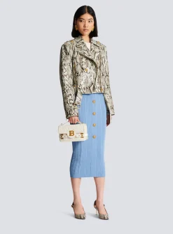Women Balmain B-Buzz 24 Monogrammed Grained Leather Bag