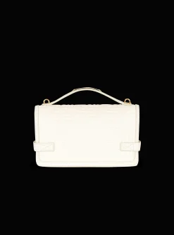 Women Balmain B-Buzz 24 Monogrammed Grained Leather Bag