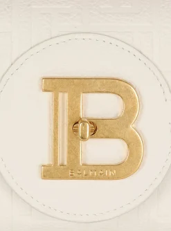 Women Balmain B-Buzz 23 Monogrammed Grained Leather Clutch