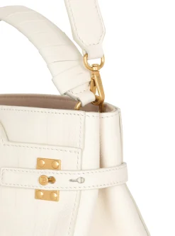 Women Balmain B-Buzz 22 Monogrammed Top-handle Bag In Grained Leather
