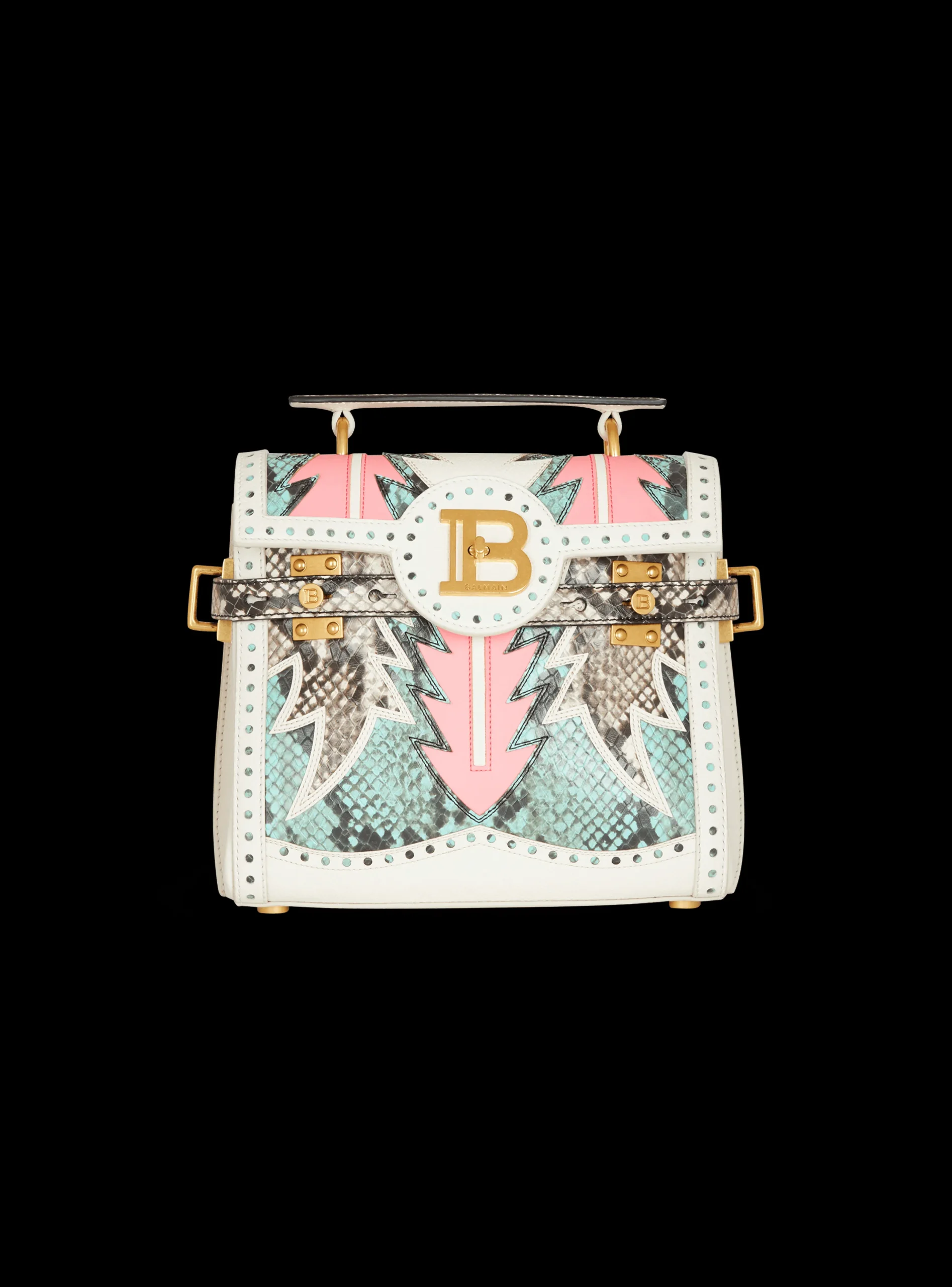 Women Balmain B-Buzz 23 Patchwork Leather Bag