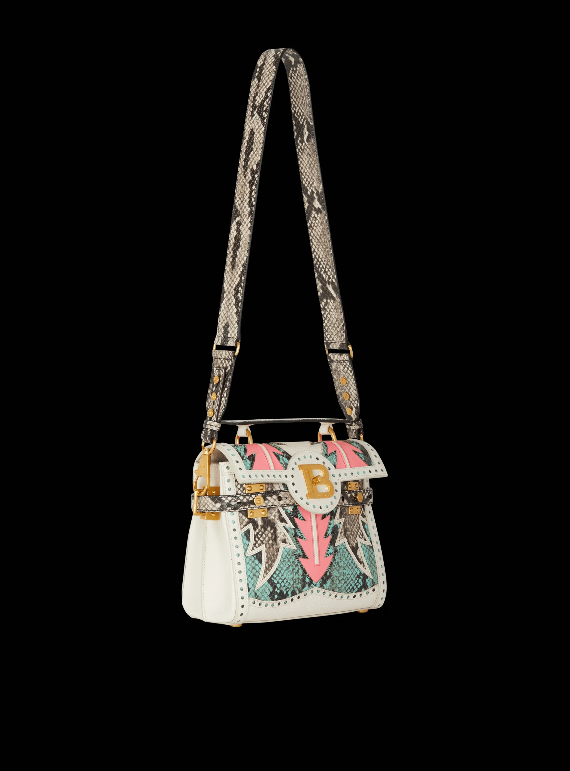 Women Balmain B-Buzz 23 Patchwork Leather Bag