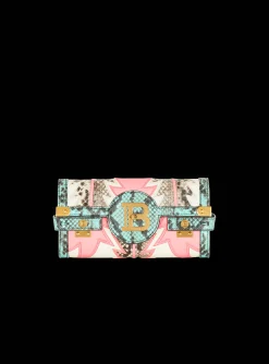 Women Balmain B-Buzz 23 Pouch Patchwork Leather Clutch