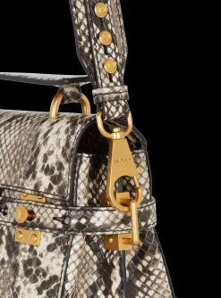 Women Balmain B-Buzz 23 Snakeskin-effect Leather Bag