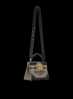Women Balmain B-Buzz 22 Top-handle Bag In Canvas And Leather