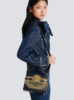 Women Balmain B-Buzz 22 Top-handle Bag In Canvas And Leather