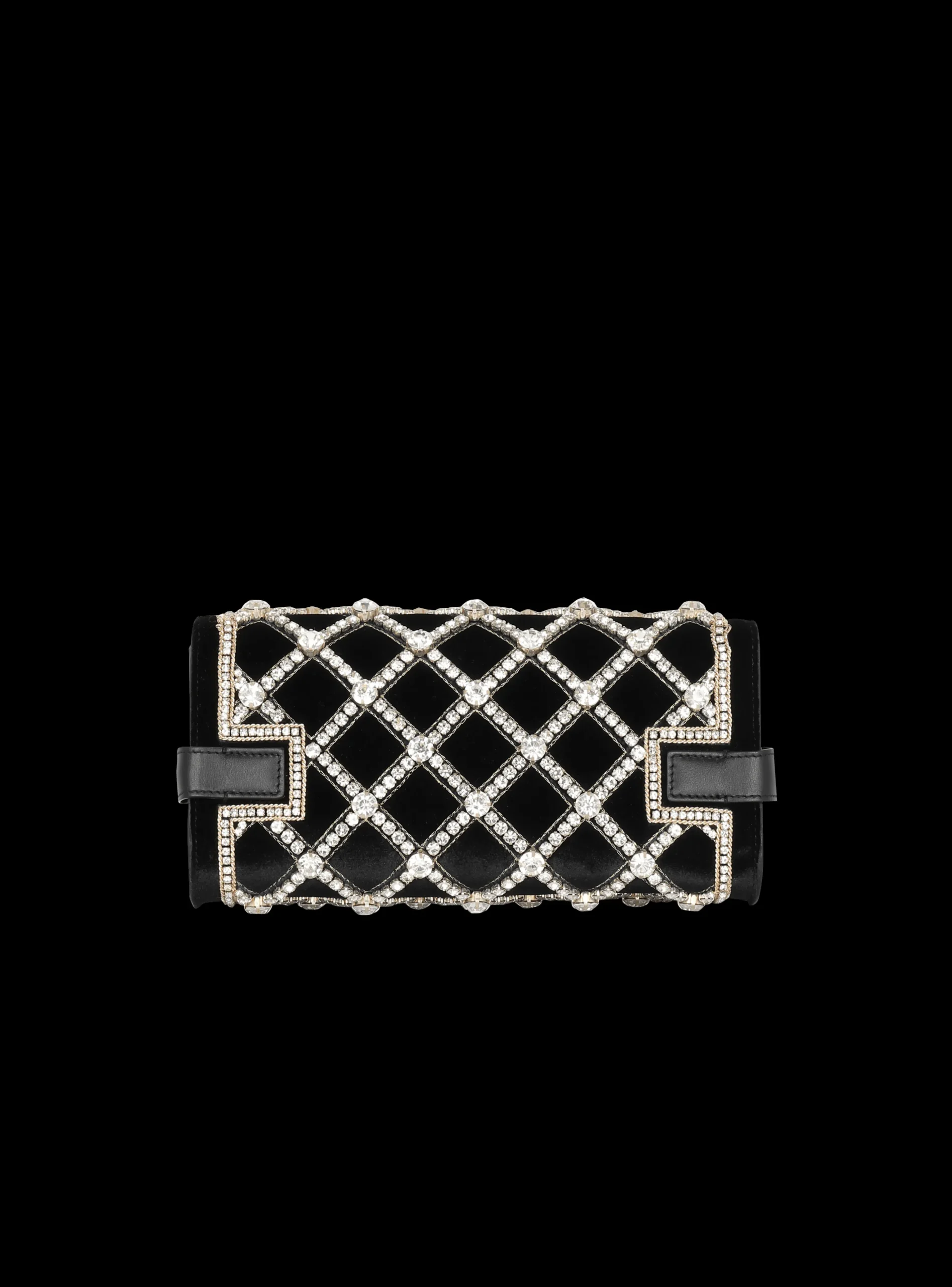 Women Balmain B-Buzz 23 Velvet And Pearl Clutch