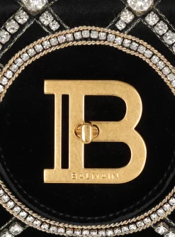 Women Balmain B-Buzz 23 Velvet And Pearl Clutch