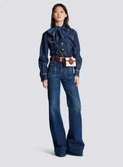 Women Balmain B-Buzz Canvas And Leather Wallet