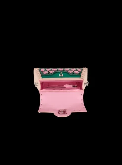 Balmain B-Buzz Dynasty Bag Embroidered With Grid And Roses