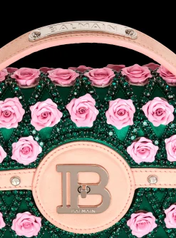 Balmain B-Buzz Dynasty Bag Embroidered With Grid And Roses