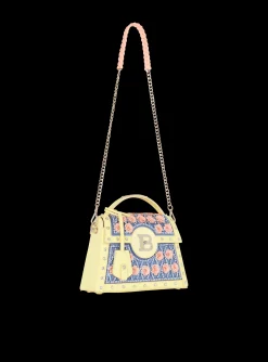 Women Balmain B-Buzz Dynasty Bag Embroidered With Grid And Roses