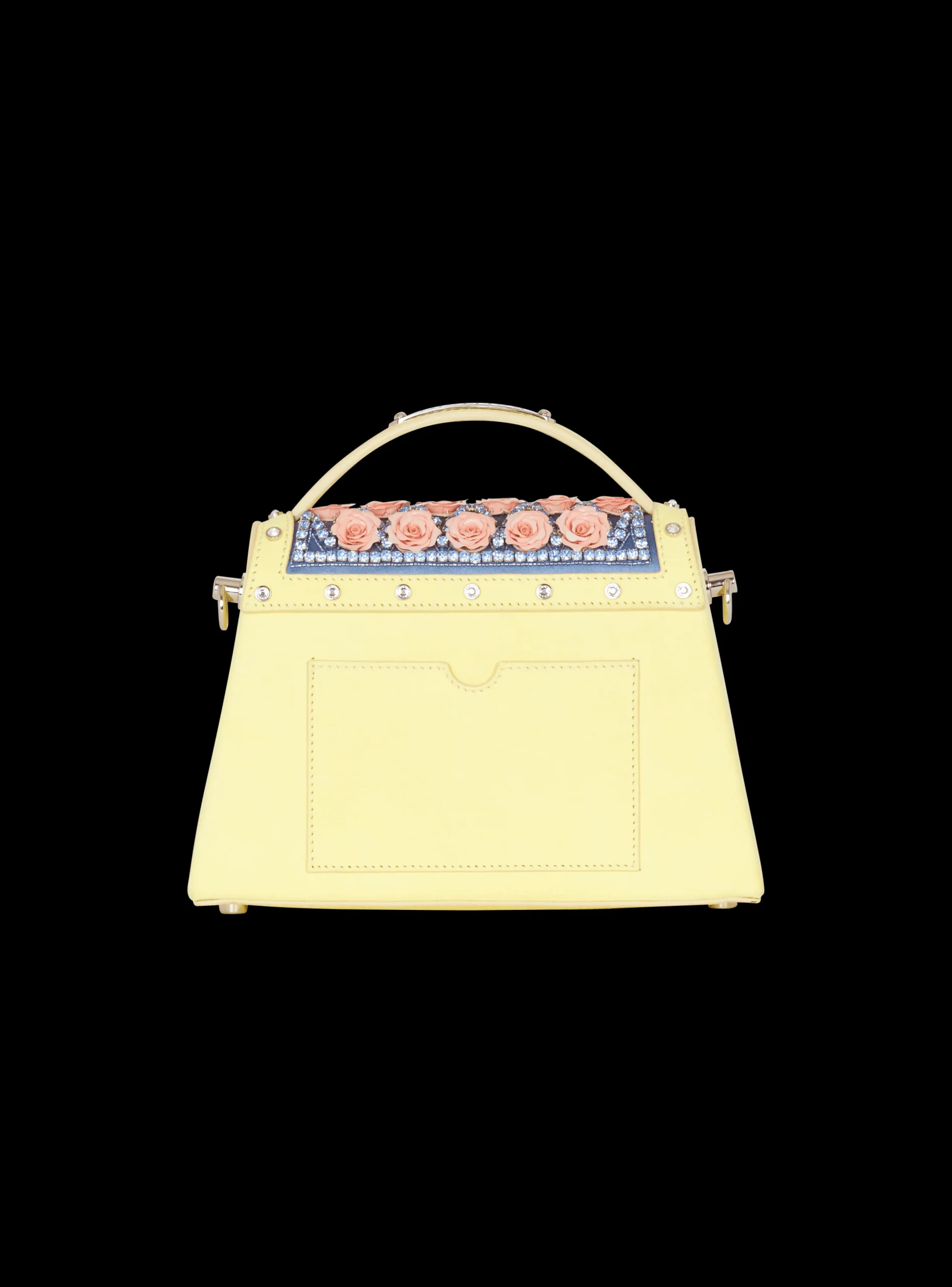 Women Balmain B-Buzz Dynasty Bag Embroidered With Grid And Roses