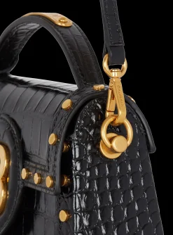 Women Balmain B-Buzz Dynasty Bag In Crocodile-print Leather