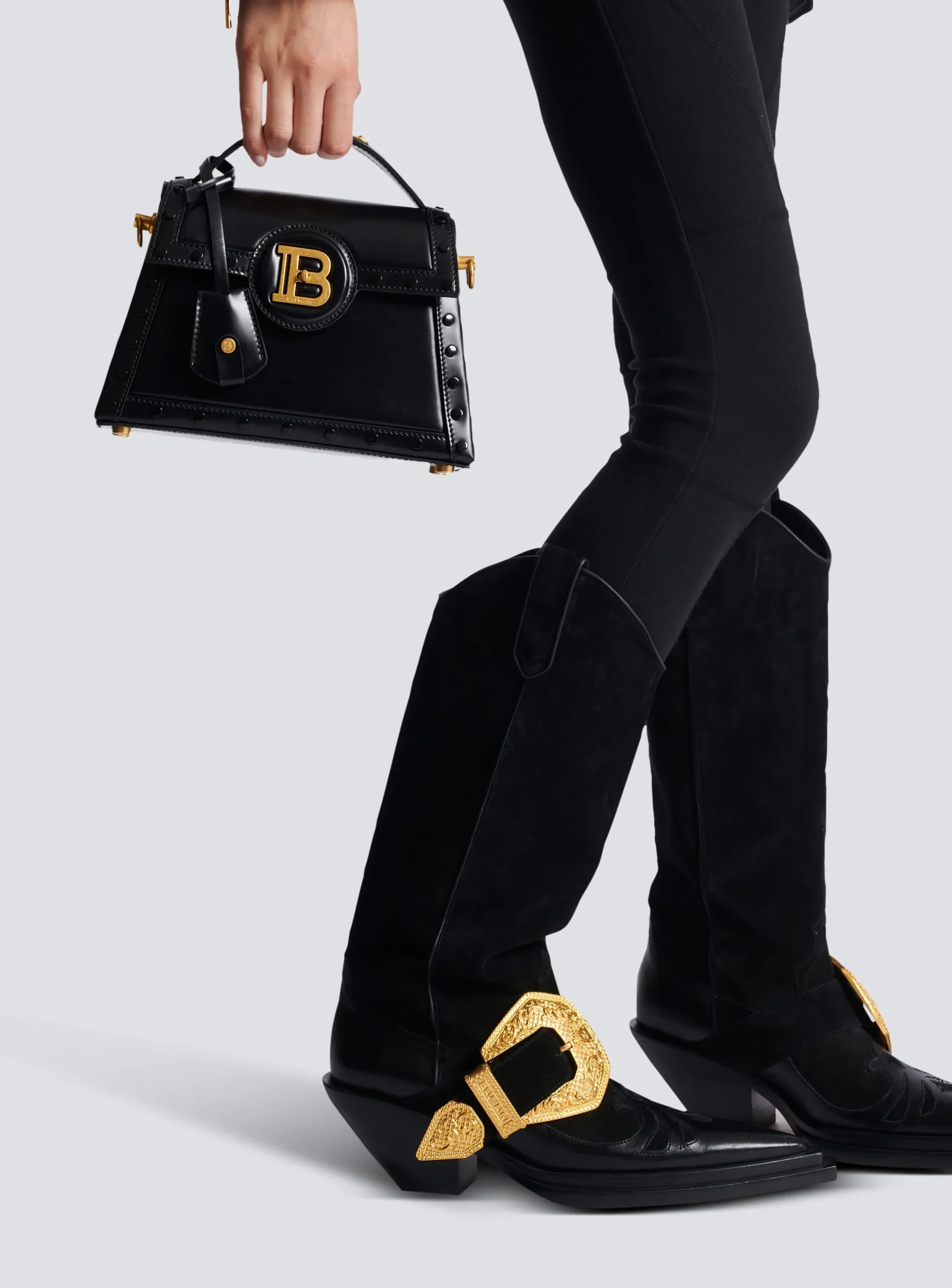 Women Balmain B-Buzz Dynasty Bag In Glazed Leather