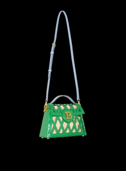 Women Balmain B-Buzz Dynasty Bag In Patent Leather With An Openwork Grid Motif