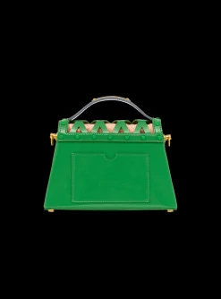 Women Balmain B-Buzz Dynasty Bag In Patent Leather With An Openwork Grid Motif