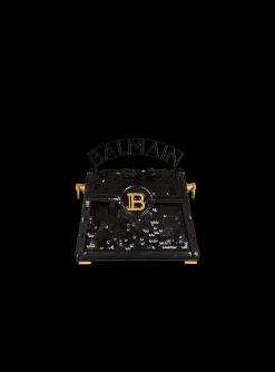 Women Balmain B-Buzz Dynasty Small Bag In Patent Leather And Sequins