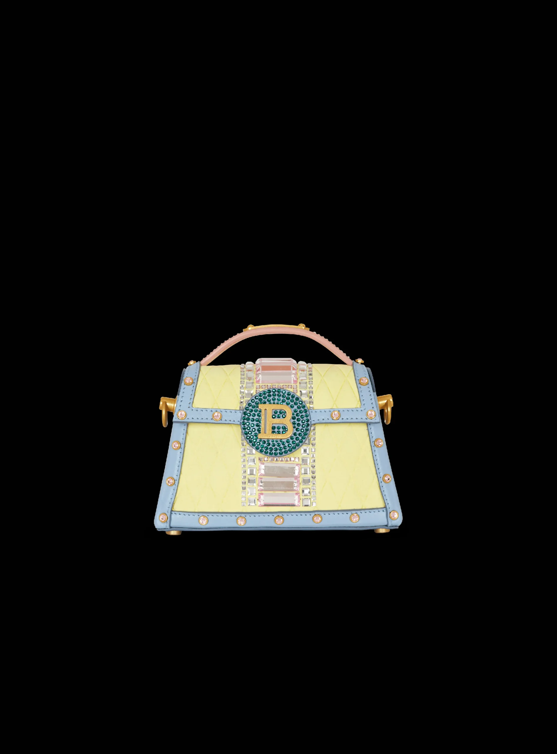 Women Balmain B-Buzz Dynasty Small Suede Bag With Embossed Grid Motif And Embroidery