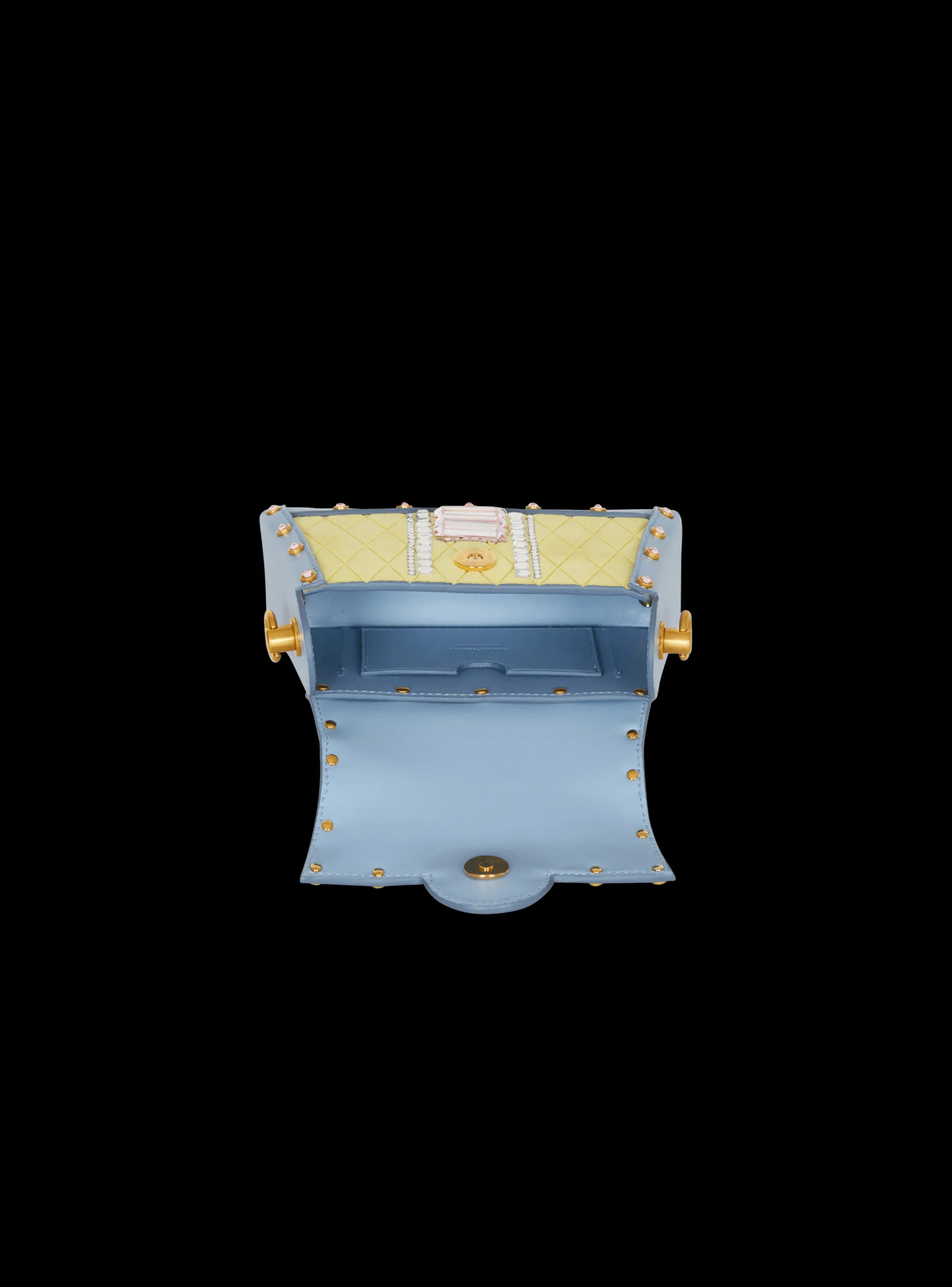 Women Balmain B-Buzz Dynasty Small Suede Bag With Embossed Grid Motif And Embroidery