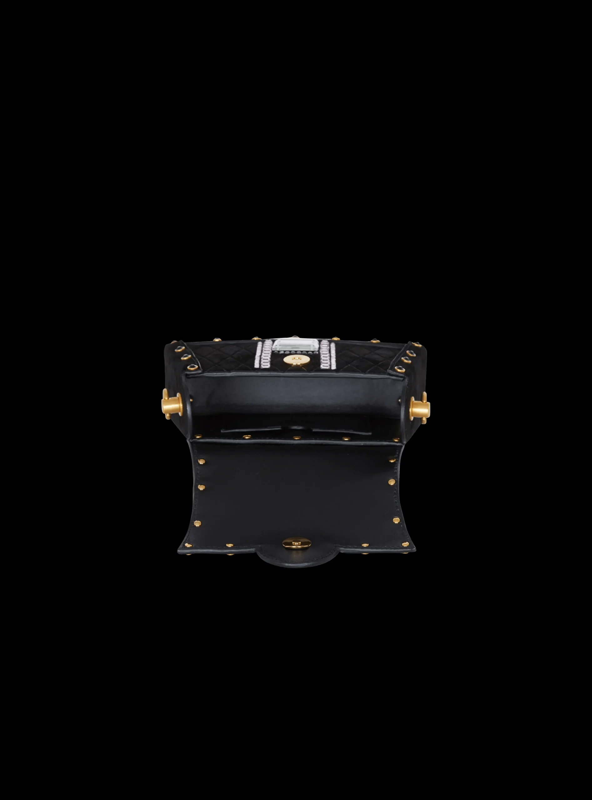 Women Balmain B-Buzz Dynasty Small Suede Bag With Embossed Grid Motif And Embroidery