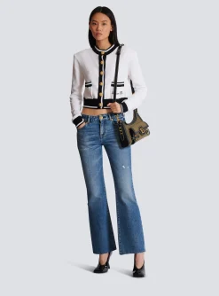Women Balmain B-Buzz Hobo Bag In Leather And Canvas
