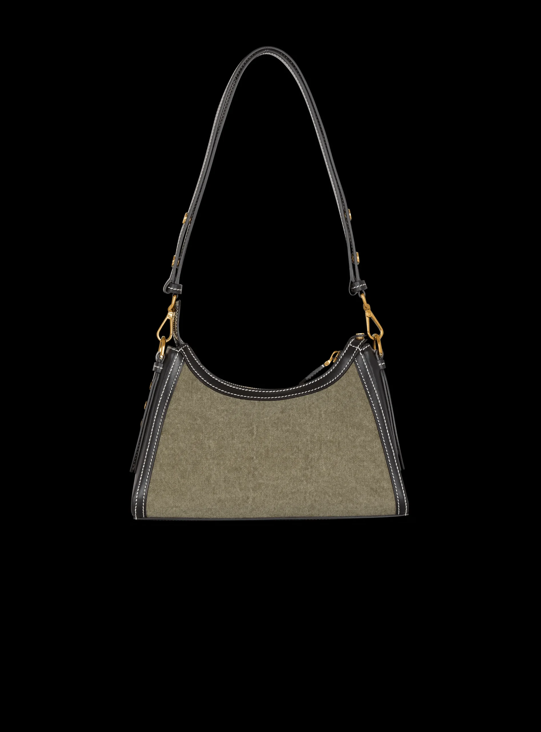 Women Balmain B-Buzz Hobo Bag In Leather And Canvas