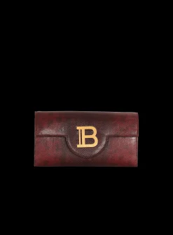 Women Balmain B-Buzz Karung Leather Wallet