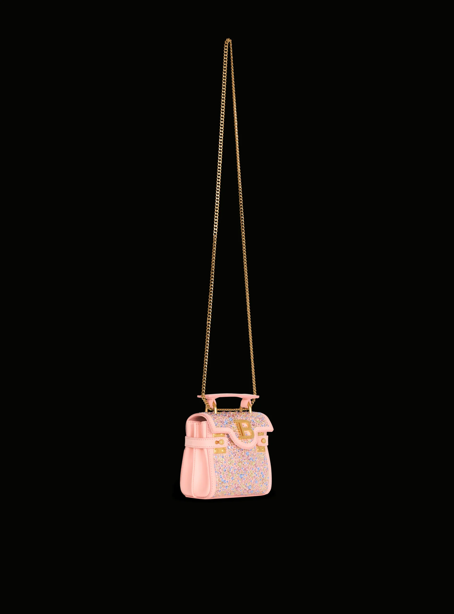 Women Balmain B-Buzz Mini 12 Bag In Suede And Rhinestones